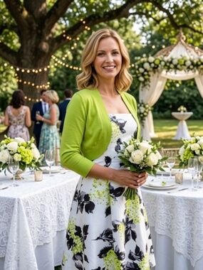 Laura Petites Floral Dress with Lime Green Bolero